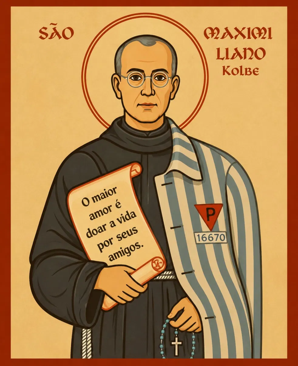 Tapete dedicado a São Maximiliano Maria Kolbe